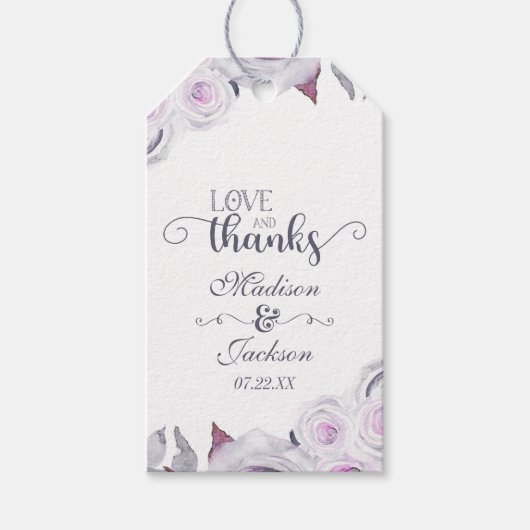 ラベンダーとグレー結婚フローラの愛感謝してい& ギフトタグ (正面)