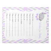 ラベンダーとグレー象の赤ちゃんシャワー – 希望2 ノートパッド (正面)