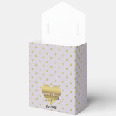 ラベンダーとゴールドのハートポルカドットシャワーパーティー フェイバーボックス (見開き)