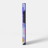 ラベンダーとゴールドのフルイドアート抽象画 iPhoneケース (左側面)