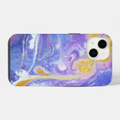 ラベンダーとゴールドのフルイドアート抽象画 iPhoneケース (裏面横)