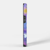 ラベンダーとゴールドのフルイドアート抽象画 iPhoneケース (右側面)