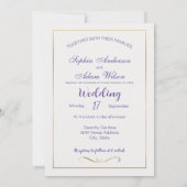 ラベンダーとゴールドの水彩花の結婚式 招待状 (裏面)