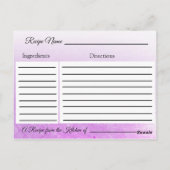 ラベンダーとゴールドの蝶のウェディング レシピ カード (裏面)