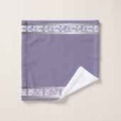 ラベンダーとシルバーのエレガンス：抽象芸術タオルセット バスタオルセット (ウォッシュタオル)