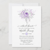 ラベンダーとシルバーのフローラバーチャルシャワー 招待状 (正面)