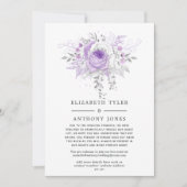 ラベンダーとシルバーのフローラ結婚のゲストリスト 案内状 (正面)