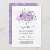 ラベンダーとシルバーのフローラ結婚アップデート 招待状 (正面/裏面)