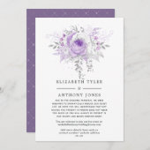 ラベンダーとシルバーの花の結婚式 招待客リスト 案内状 (正面/裏面)