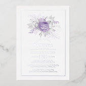 ラベンダーとシルバーフローラバプティスフォイル招待状 箔招待状 (正面)