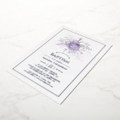 ラベンダーとシルバーフローラバプティスフォイル招待状 箔招待状 (回転した状態)