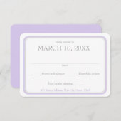 ラベンダーとシルバー縁どリボ結婚ンの反応 出欠カード (正面/裏面)