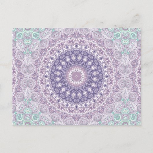 ラベンダーとシーグリーンの紫色のマンダラ ポストカード (正面)