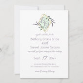 ラベンダーとセージのモノグラム結婚式 招待状 (正面)