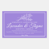 ラベンダーとタイムの香りロウソク紫 長方形シール (正面)