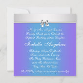 ラベンダーとティール(緑がかった色)ブルーパープルフォトキンセアニェラ 招待状 (裏面)