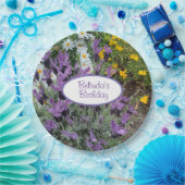 ラベンダーとデイジーフラワーバースデーパーティープレート ペーパープレート (パーティー)