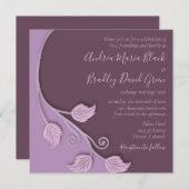 ラベンダーとナス・パープルつる植物結婚ズ 招待状 (正面/裏面)