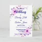 ラベンダーとネイビーのカスタマイズ可能な結婚式の招待状 招待状 (スタンド正面)
