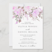 ラベンダーとバイオレットの花の結婚式 招待状 (正面)