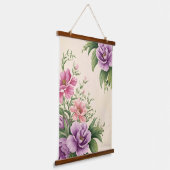 ラベンダーとバラカントリーガーデンフローラプリント 吊り下げ型タペストリー (傾斜あり)