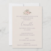 ラベンダーとバラ色の花の招待状 招待状 (裏面)