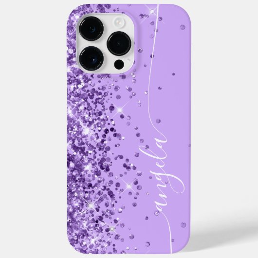 ラベンダーとパープルのラメ入りゴージャスな署名 Case-Mate iPhoneケース (裏面)