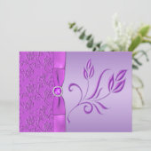 ラベンダーとパープルの宝石で飾られた結婚式招待状 招待状 (スタンド正面)
