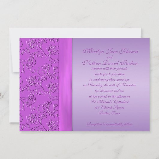 ラベンダーとパープルの宝石で飾られた結婚式招待状 招待状 (裏面)