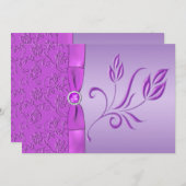 ラベンダーとパープルの宝石で飾られた結婚式招待状 招待状 (正面/裏面)