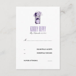 ラベンダーとパープルフローラランタンRSVP 出欠カード