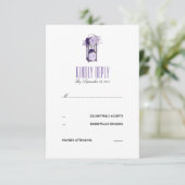 ラベンダーとパープルフローラランタンRSVP 出欠カード (スタンド正面)