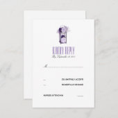 ラベンダーとパープルフローラランタンRSVP 出欠カード (正面/裏面)