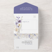 ラベンダーとパープルワイルドフラワー結婚式招待状 オールインワン招待状 (外側)