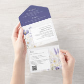 ラベンダーとパープルワイルドフラワー結婚式招待状 オールインワン招待状 (貼ってはがせる)