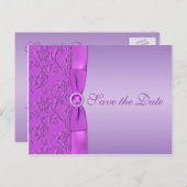 ラベンダーとパープル日付はがきを保存 案内ポストカード (正面/裏面)