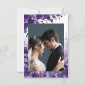 ラベンダーとパープル結婚フローラズとパリエッフェル サンキューカード (正面)