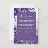 ラベンダーとパープル結婚フローラズとパリエッフェル サンキューカード (裏面)