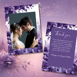 ラベンダーとパープル結婚フローラズとパリエッフェル サンキューカード