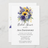 ラベンダーとヒマワリブライダルシャワー 招待状 (正面/裏面)