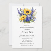 ラベンダーとヒマワリ結婚のカップルのシャワー 招待状 (正面)