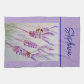 ラベンダーとビーハーブウォーターの色の女性 キッチンタオル (横)