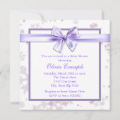 ラベンダーとピンクのスノーフレーク赤ちゃんシャワー 招待状 (裏面)