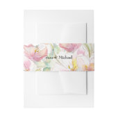 ラベンダーとピンクの水カラーフローラ 招待状ベリーバンド (正面例)