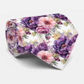 ラベンダーとピンクの花 ネクタイ (ロール)