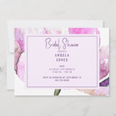ラベンダーとピンクウォーターカラーフローラ 招待状 (正面)