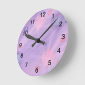ラベンダーとピンクスフェ絵画ア抽象芸術 ラウンド壁時計 (傾斜)