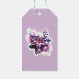 ラベンダーとピンクポインセチア ギフトタグ