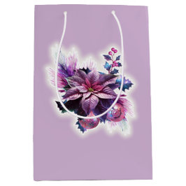 ラベンダーとピンクポインセチア ミディアムペーパーバッグ