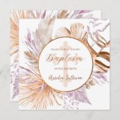 ラベンダーとピーチブーケバプテスマ 招待状 (正面/裏面)